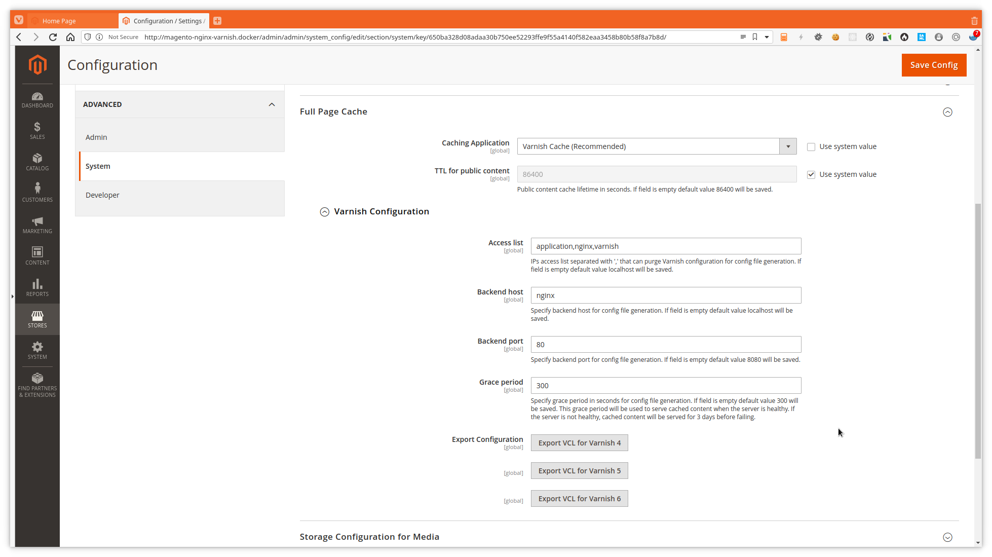 Magento 2 configure varnish cache